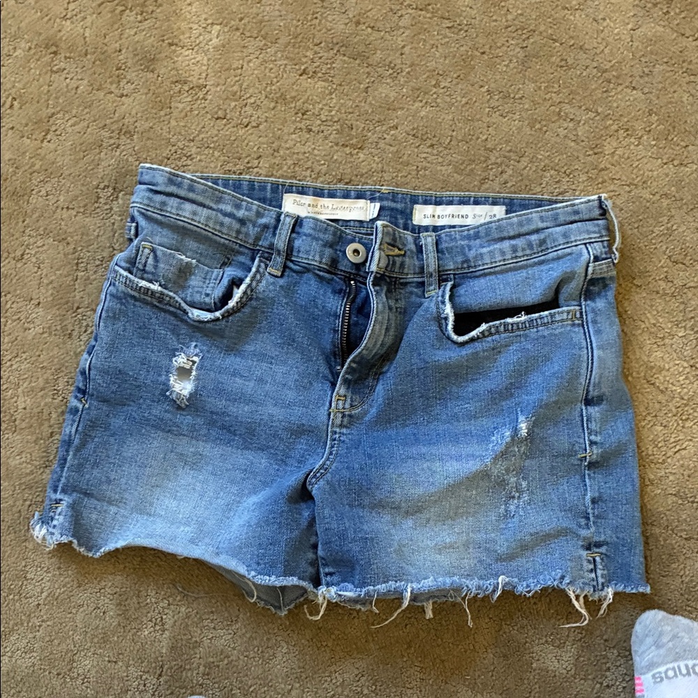 Pilcro and the Letterpress Distressed Light Blue Denim Cutoff Shorts